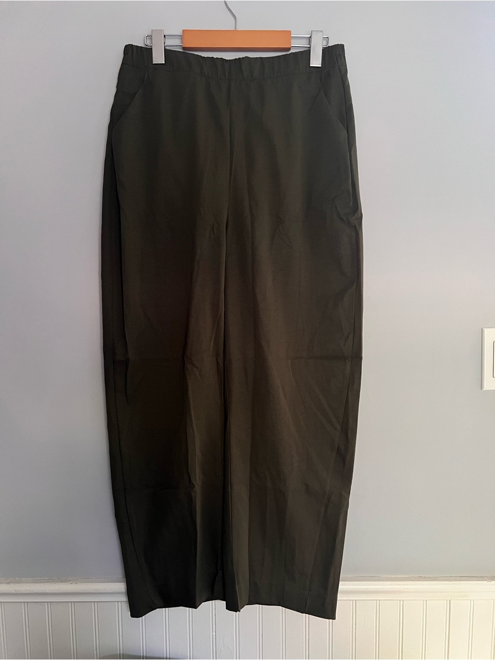 NWT Women Barrel Pants Baggy Elastic Waistband Wide Leg Trousers Pants w Pockets - Picture 6 of 12